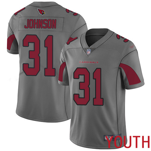 Arizona Cardinals Limited Silver Youth David Johnson Jersey NFL Football #31 Inverted Legend->youth nfl jersey->Youth Jersey